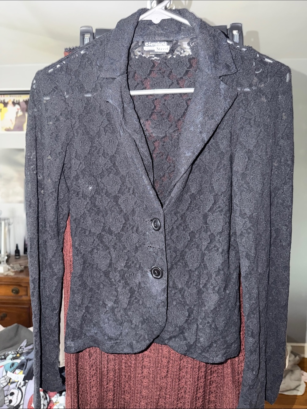 Y2K Branded Black Lace Blazer Jacket